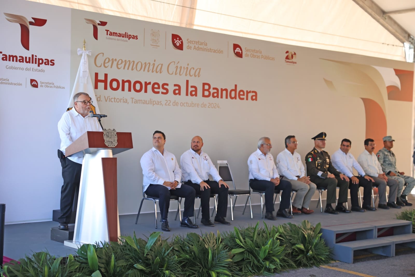 El gobernador, Américo Villarreal Anaya, encabeza ceremonia cívica