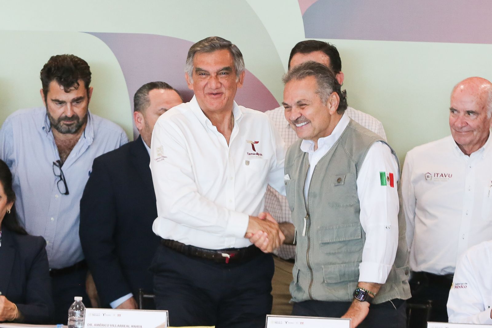 Américo Villarreal Anaya, gobernador de Tamaulipas y director general del INFONAVIT, Octavio Romero Oropeza