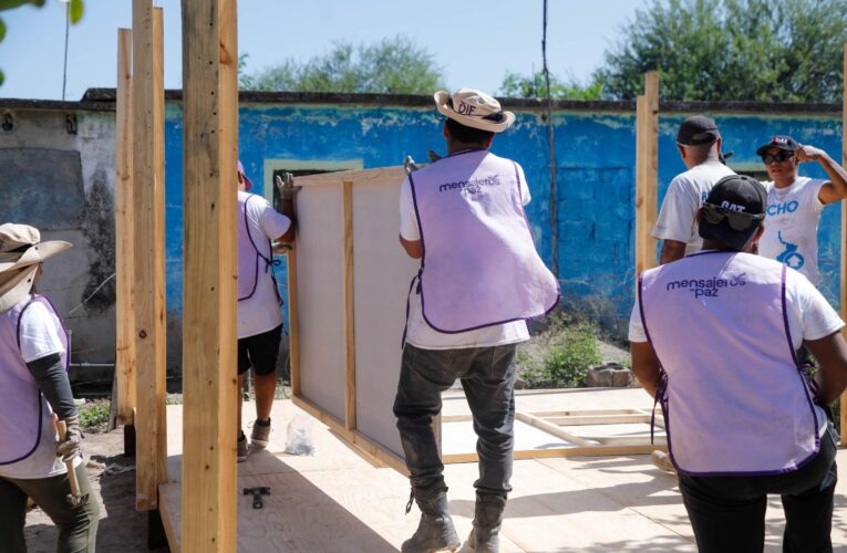Continúan DIF Tamaulipas, INJUVE y TECHO construyendo vivienda progresiva para población vulnerable